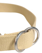 GF Ferre Men Beige Canvas Silver Metal Buckle Cintura Belt - Zeiniez