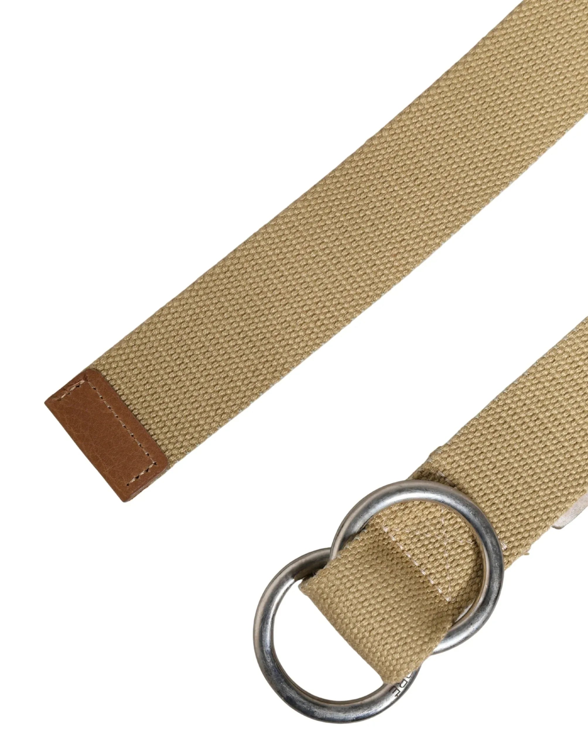 GF Ferre Men Beige Canvas Silver Metal Buckle Cintura Belt - Zeiniez