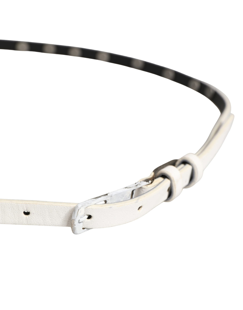 Costume National White Leather Studded Cintura Belt