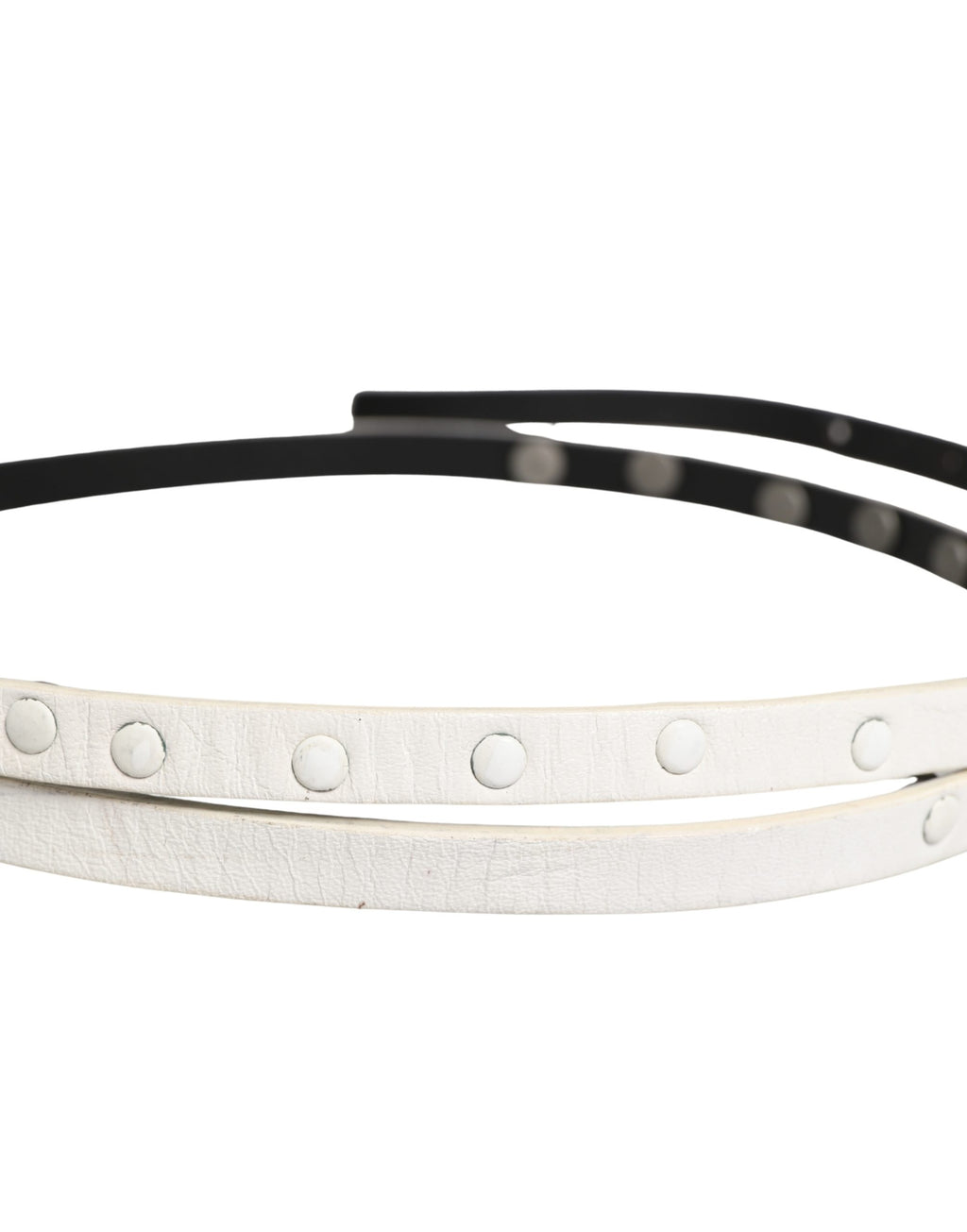Costume National White Leather Studded Cintura Belt