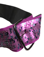 GF Ferre Women Purple Sequined Silver Metal Buckle Belt