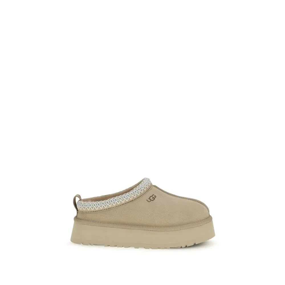 UGG Beige Calf Leather Bos Taurus Mules - Zeiniez
