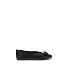 Ferragamo Black Calf Leather Bos Taurus Ballet Flats - Zeiniez