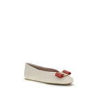 Ferragamo White Calf Leather Bos Taurus Ballet Flats - Zeiniez