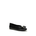 Ferragamo Black Calf Leather Bos Taurus Ballet Flats - Zeiniez