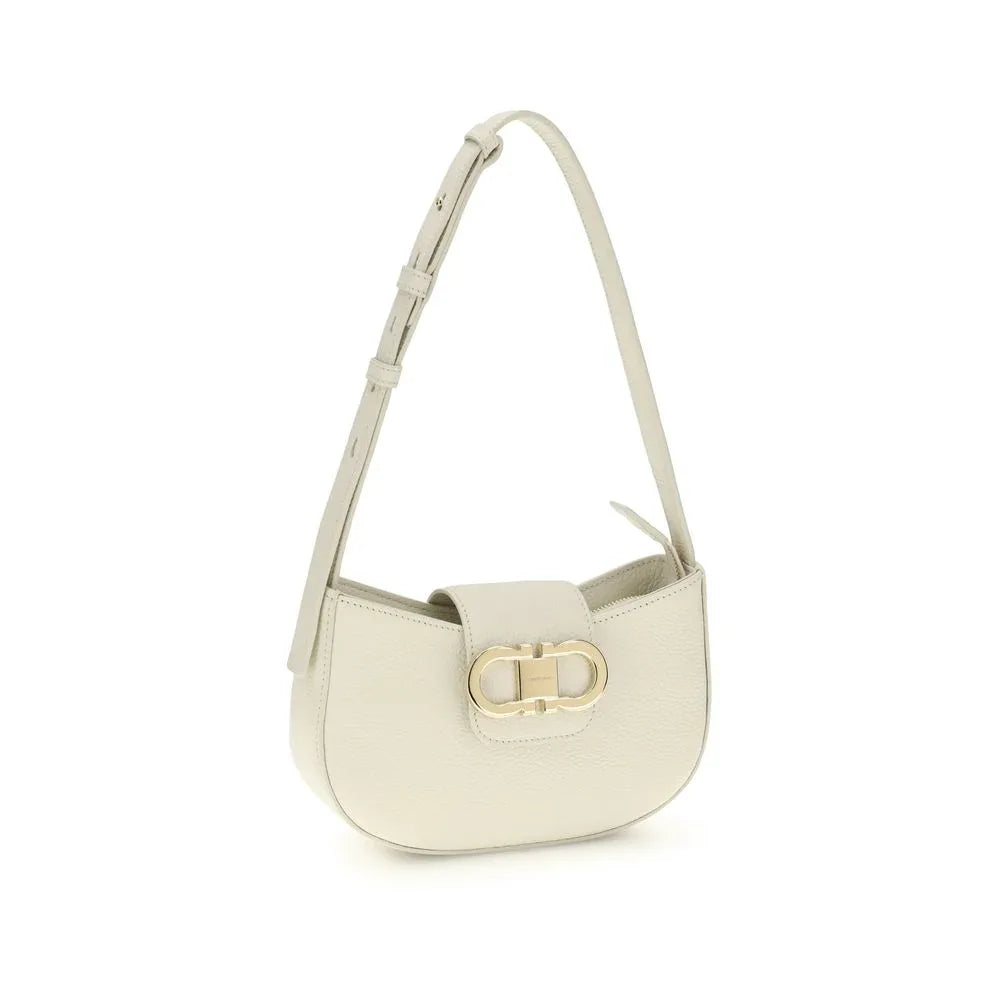 Ferragamo White Calf Leather Bos Taurus Shoulder Bag - Zeiniez