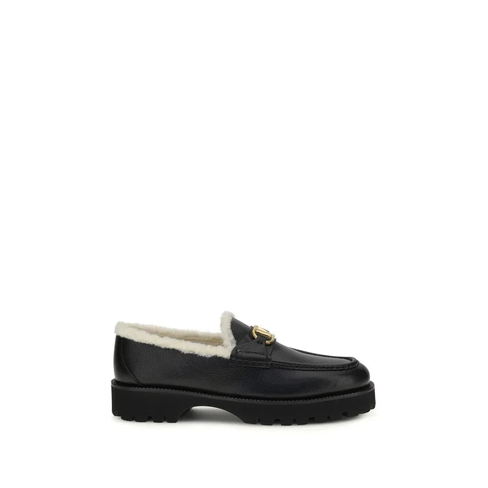 Valentino Garavani Black Calf Leather Bos Taurus Slip-On Loafers - Zeiniez