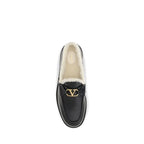 Valentino Garavani Black Calf Leather Bos Taurus Slip-On Loafers - Zeiniez