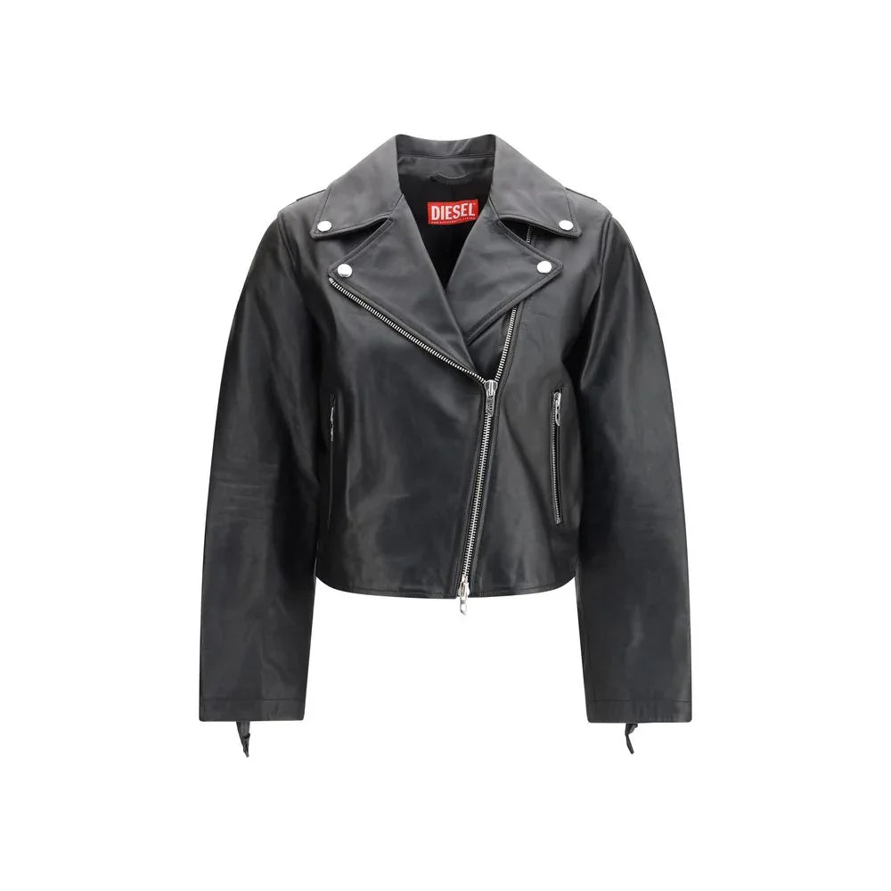Diesel Black Leather Jacket - Zeiniez