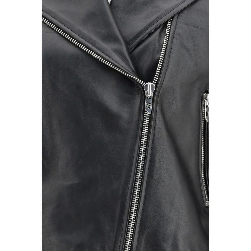 Diesel Black Leather Jacket - Zeiniez