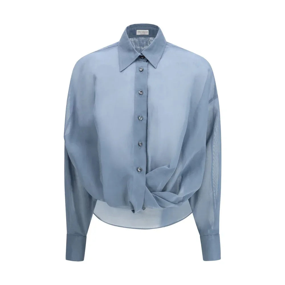 Brunello Cucinelli Blue Cotton Pattern Shirt - Zeiniez