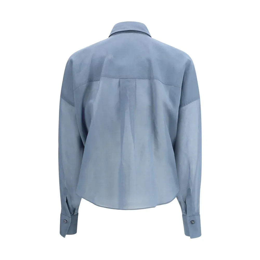 Brunello Cucinelli Blue Cotton Pattern Shirt - Zeiniez