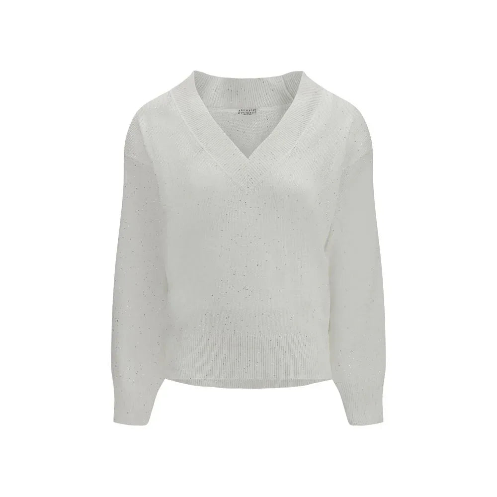 Brunello Cucinelli White Linen Sweatshirt - Zeiniez