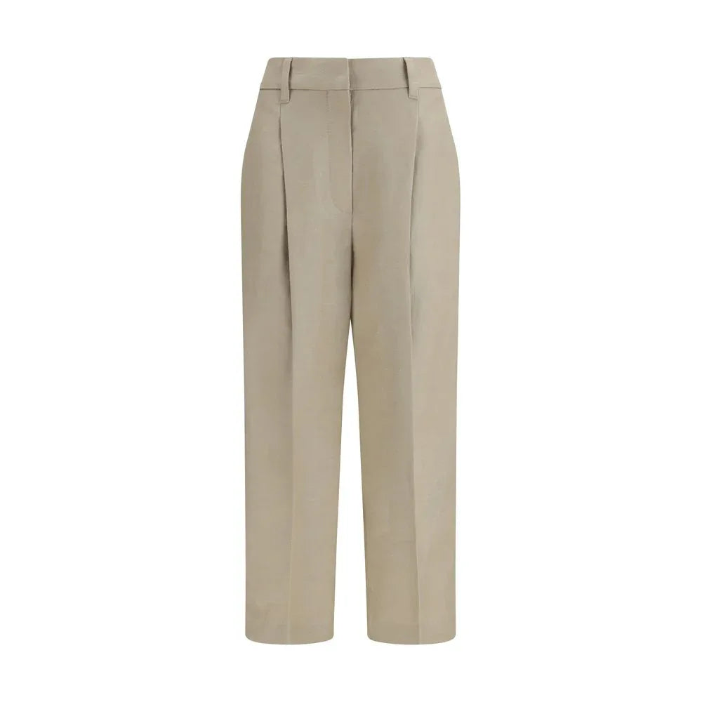 Brunello Cucinelli Beige Linen Casual Pants - Zeiniez