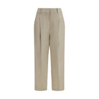 Brunello Cucinelli Beige Linen Casual Pants - Zeiniez