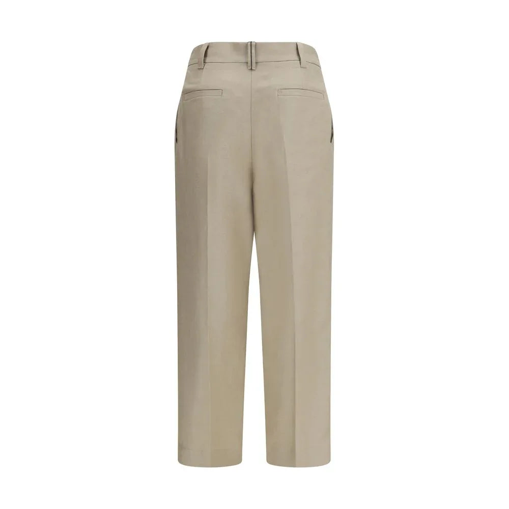Brunello Cucinelli Beige Linen Casual Pants - Zeiniez