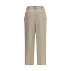 Brunello Cucinelli Beige Linen Casual Pants - Zeiniez