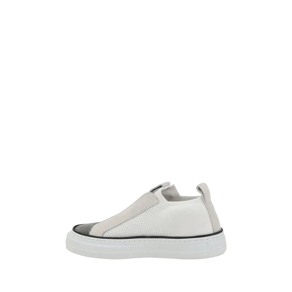 Brunello Cucinelli White Nylon Low Top Sneakers - Zeiniez
