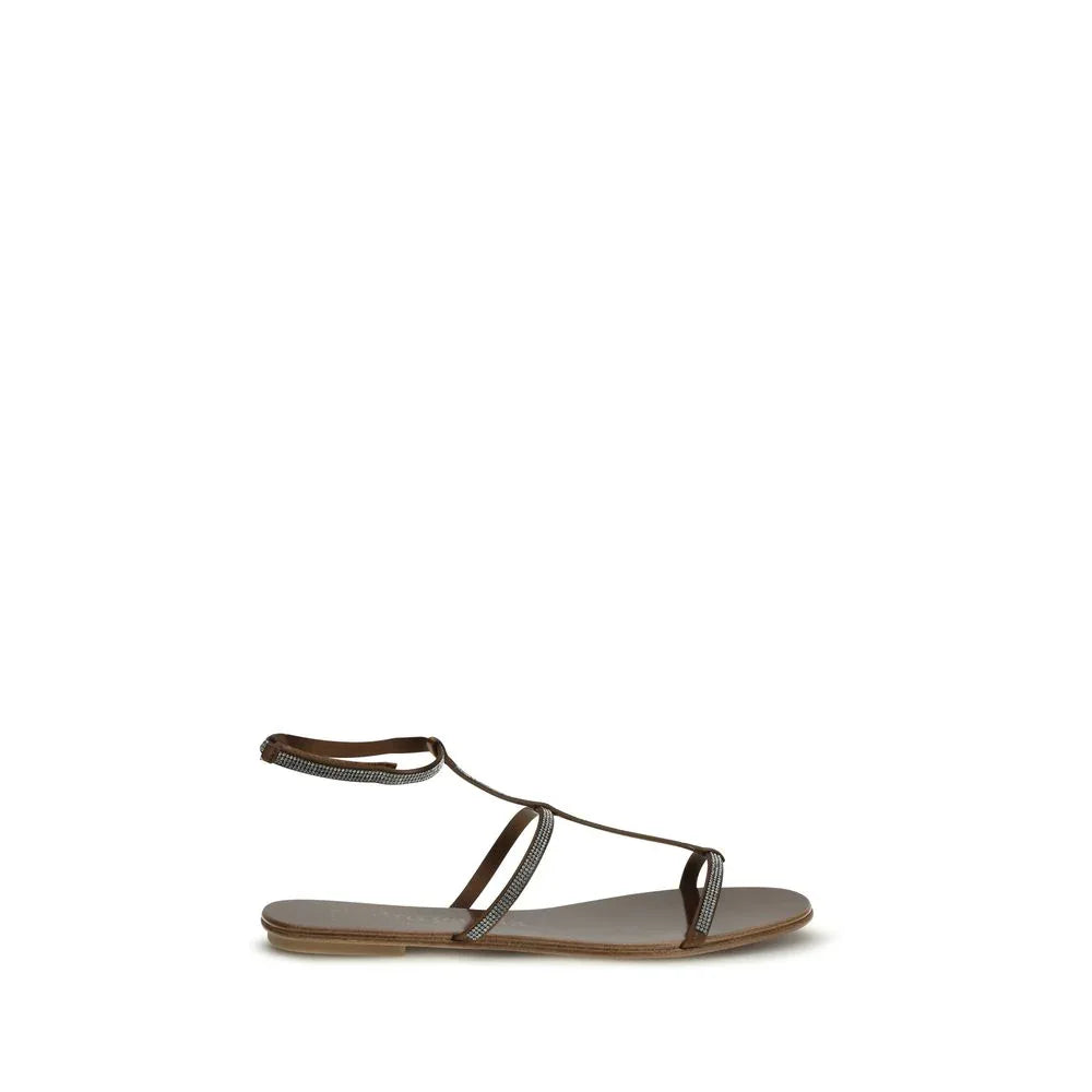 Pedro García Brown Calf Leather Bos Taurus Strap-On Sandals - Zeiniez