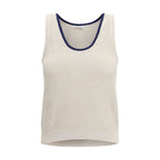 Brunello Cucinelli Beige Cotton Sleeveles T-Shirt