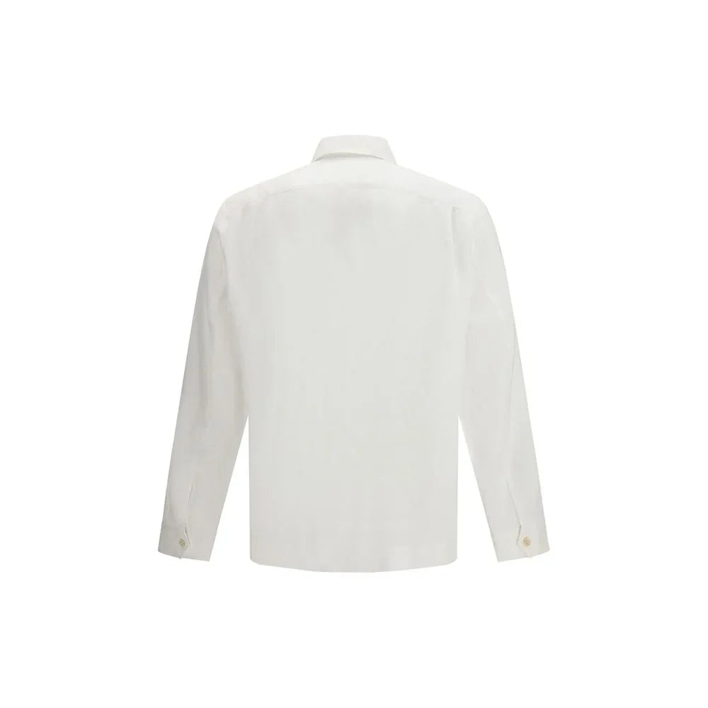 Brunello Cucinelli White Linen Dress Shirt - Zeiniez