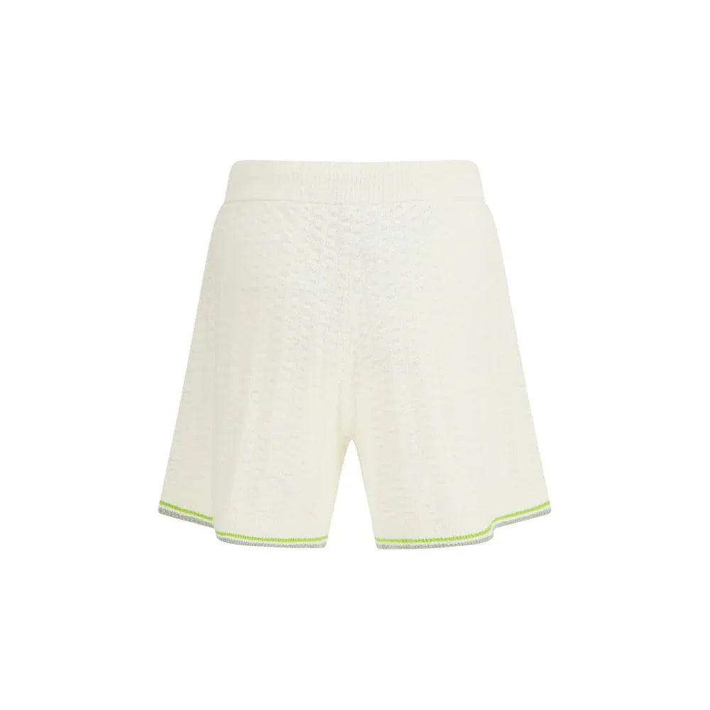Casablanca White Cotton Bermuda Shorts - Zeiniez