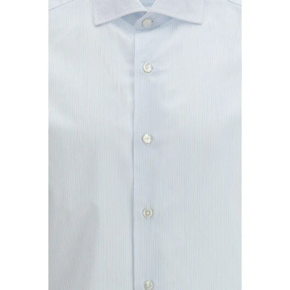 Finamore Blue Cotton Pattern Shirt - Zeiniez