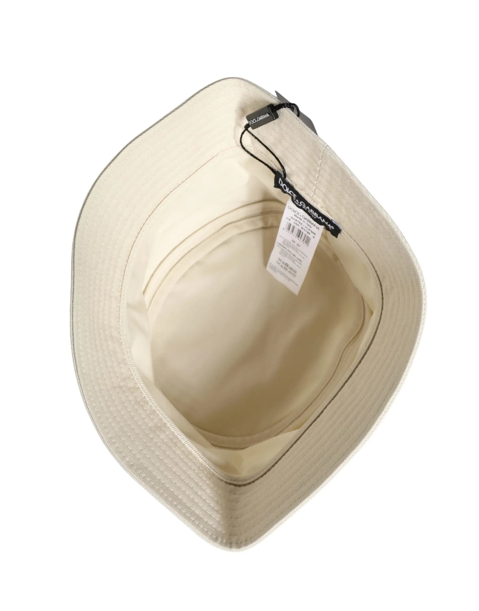 Dolce & Gabbana Men White Cotton Bucket Fisherman Capello Hat - Zeiniez