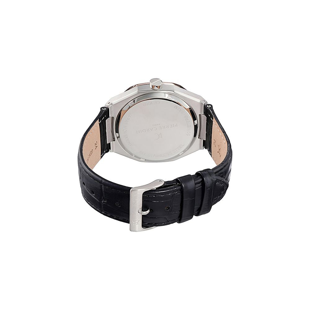 Pierre Cardin Black Leather Dress Watch