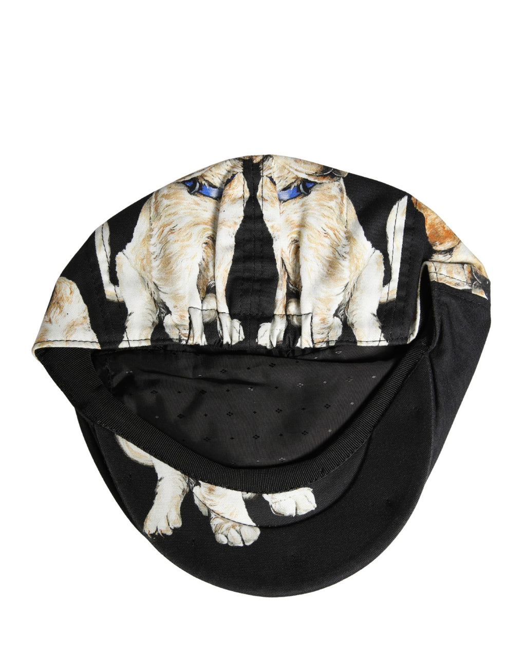 Dolce & Gabbana Men Black Dog Cotton Newsboy Cloth Capello Hat