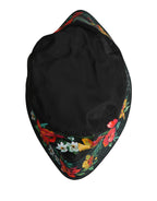 Dolce & Gabbana Men Black Floral Print Nylon Fisherman Cap Hat