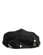 Dolce & Gabbana Men Black Cotton Embellished Newsboy Capello Hat