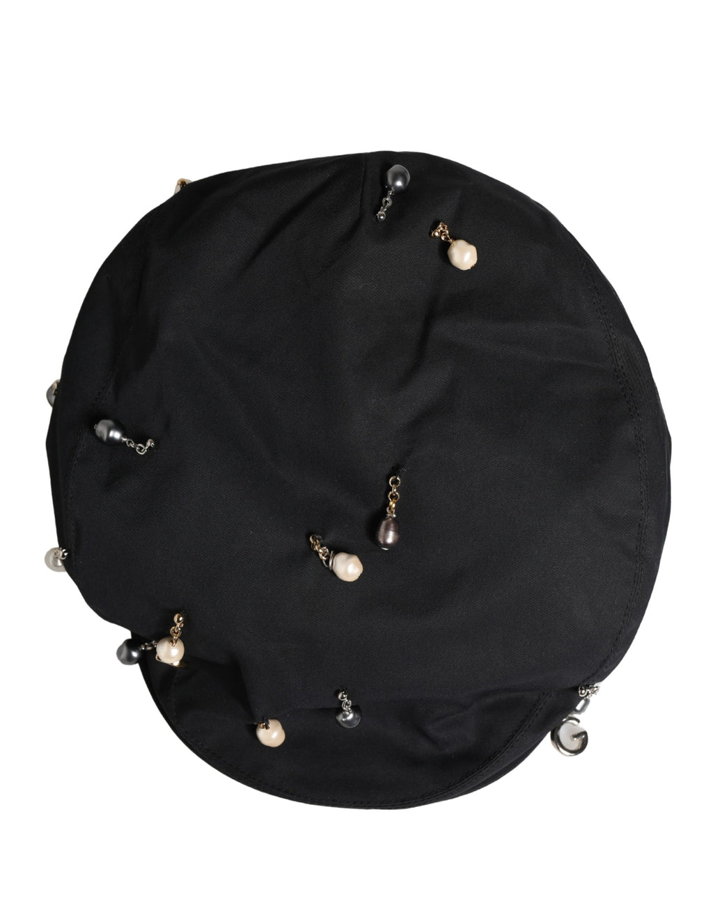 Dolce & Gabbana Men Black Cotton Embellished Newsboy Capello Hat