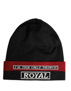 Dolce & Gabbana Black Cuffed "I'M THE ONLY PRINCE ROYAL" Beanie Hat - Zeiniez