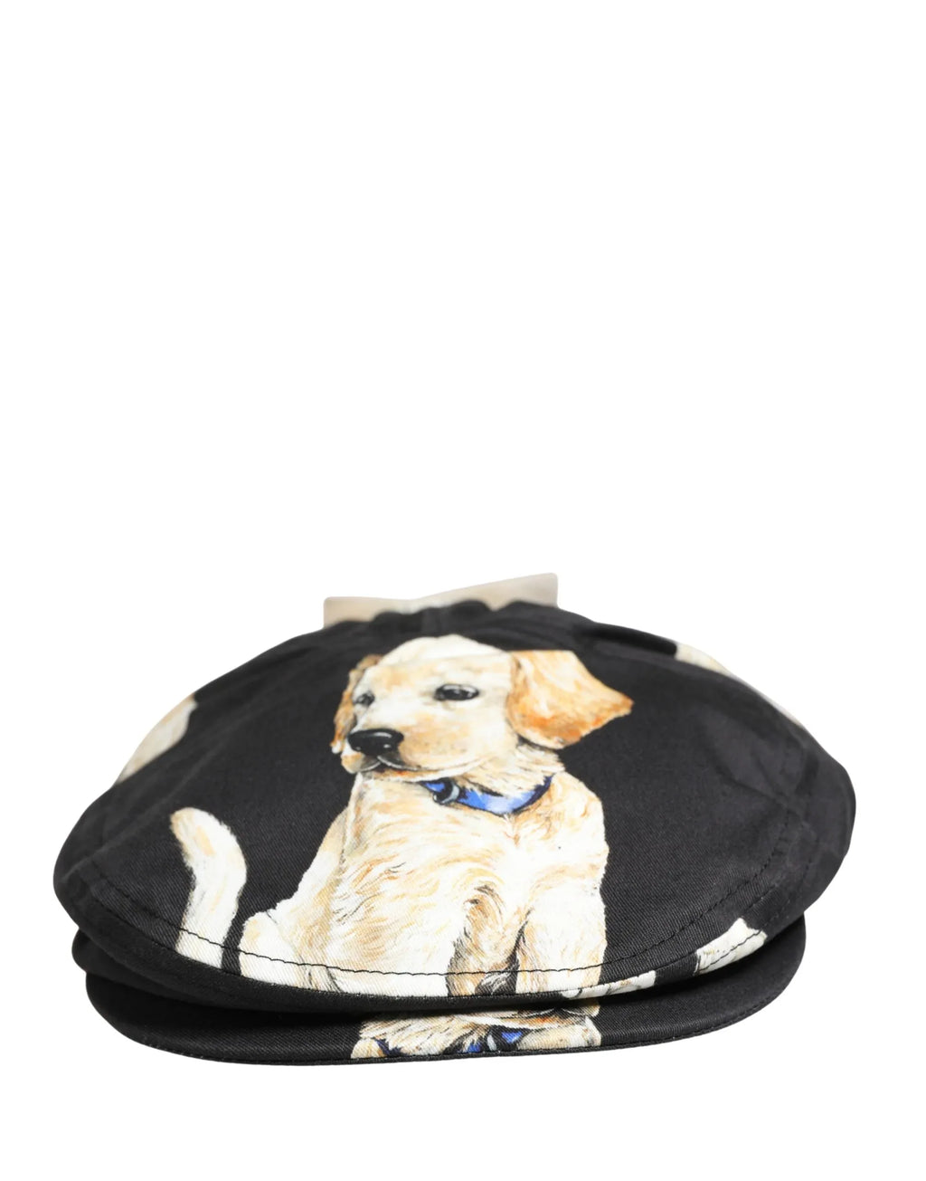 Dolce & Gabbana Men Black Dog Cotton Newsboy Cloth Capello Hat - Zeiniez