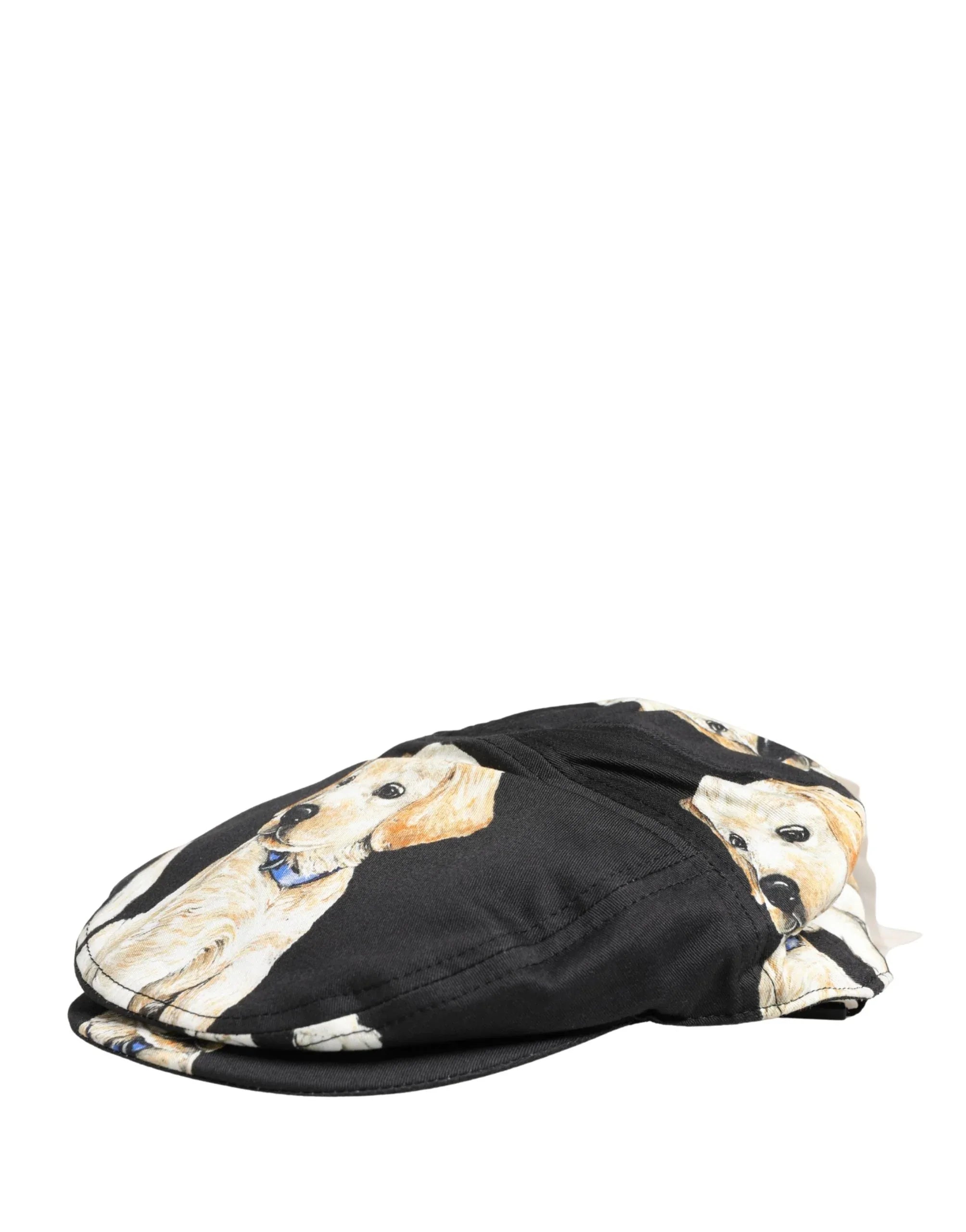 Dolce & Gabbana Men Black Dog Cotton Newsboy Cloth Capello Hat - Zeiniez