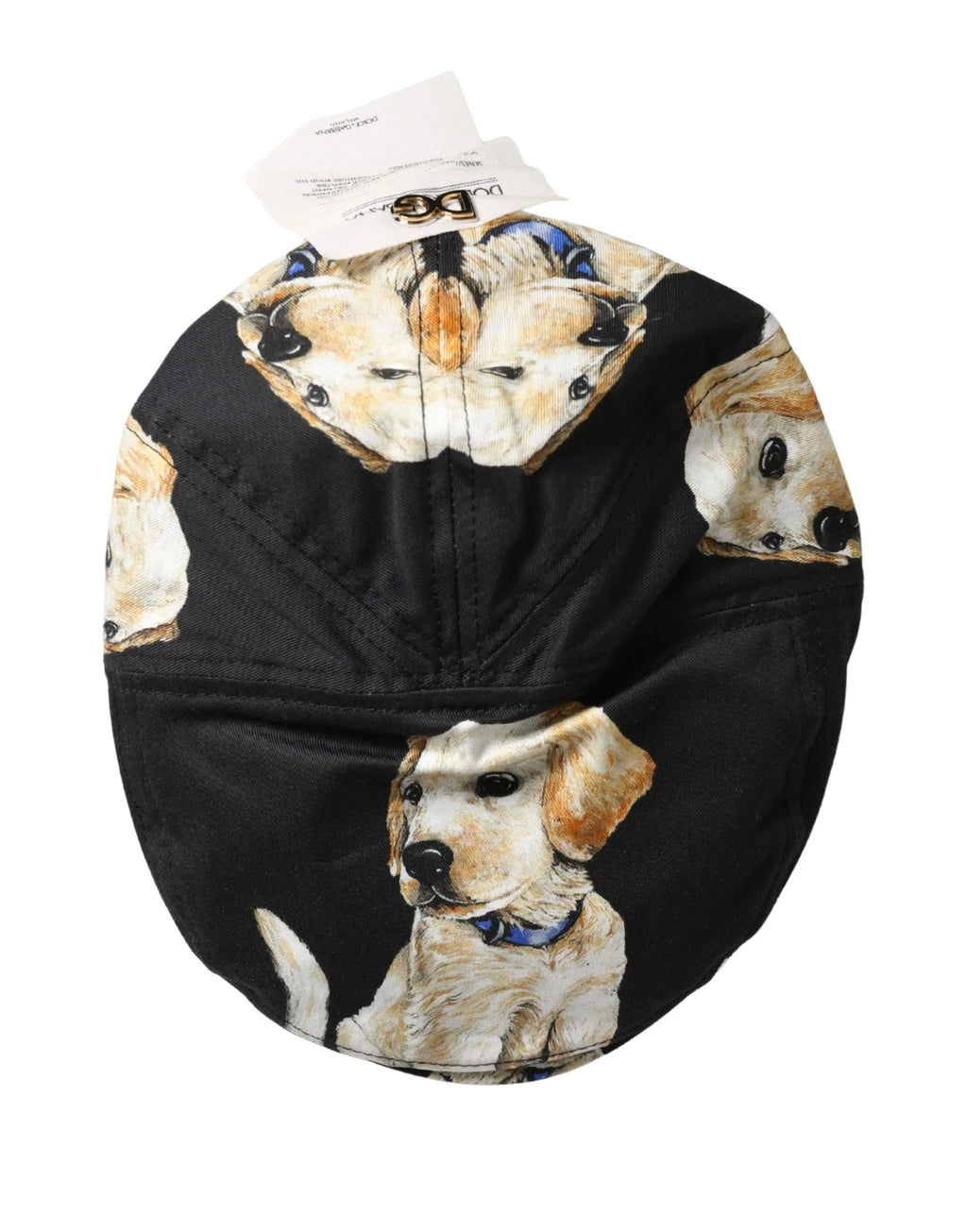Dolce & Gabbana Men Black Dog Cotton Newsboy Cloth Capello Hat - Zeiniez