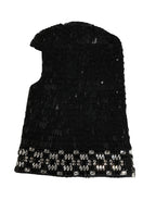 Dolce & Gabbana Black Wool Crystal Embellished Balaclava Hat
