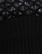Dolce & Gabbana Black Wool Crystal Embellished Balaclava Hat