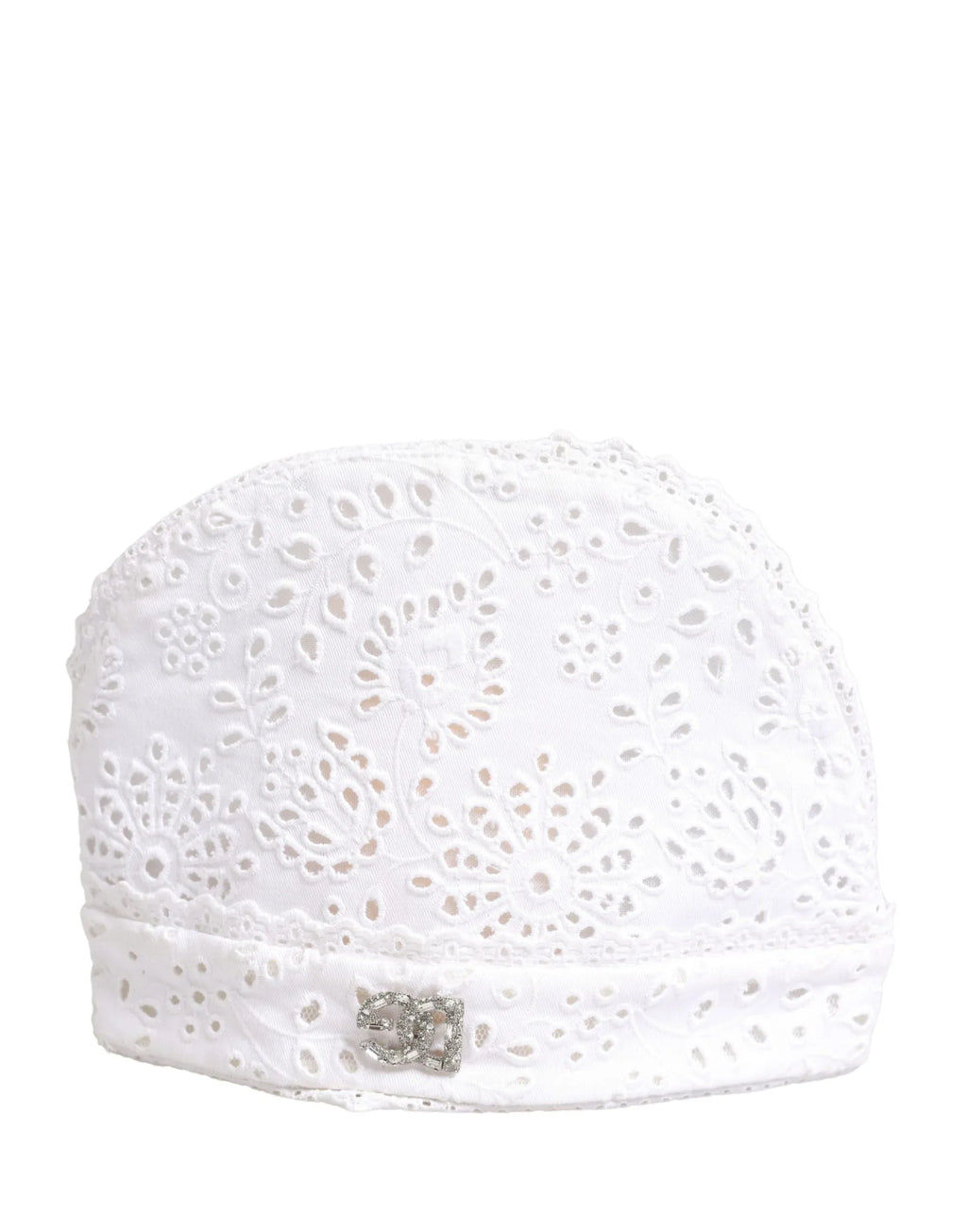 Dolce & Gabbana White Cotton Embroidered DG Crystal Headwear Hat - Zeiniez