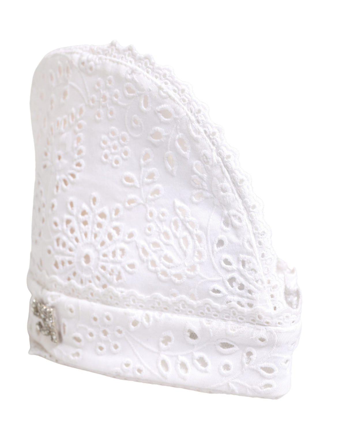 Dolce & Gabbana White Cotton Embroidered DG Crystal Headwear Hat