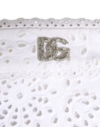 Dolce & Gabbana White Cotton Embroidered DG Crystal Headwear Hat