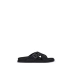 Dolce & Gabbana Black Calf Leather Bos Taurus Flat Sandals