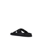 Dolce & Gabbana Black Calf Leather Bos Taurus Flat Sandals