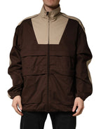 Dolce & Gabbana Brown Beige Cotton Zip Windbreaker Jacket - Zeiniez