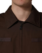 Dolce & Gabbana Brown Cotton Stretch Full Zip Bomber Jacket