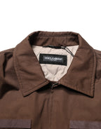 Dolce & Gabbana Brown Cotton Stretch Full Zip Bomber Jacket