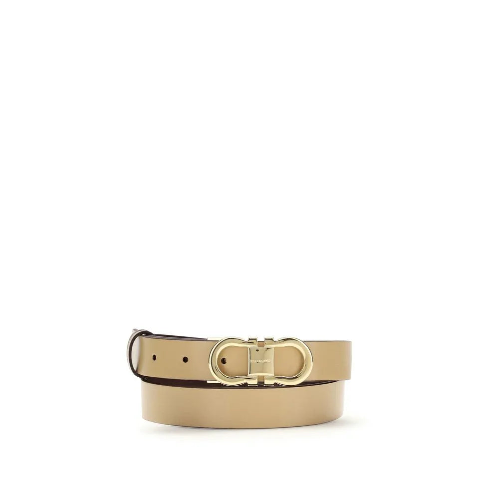 Ferragamo Beige Calf Leather Bos Taurus Regular Belt - Zeiniez
