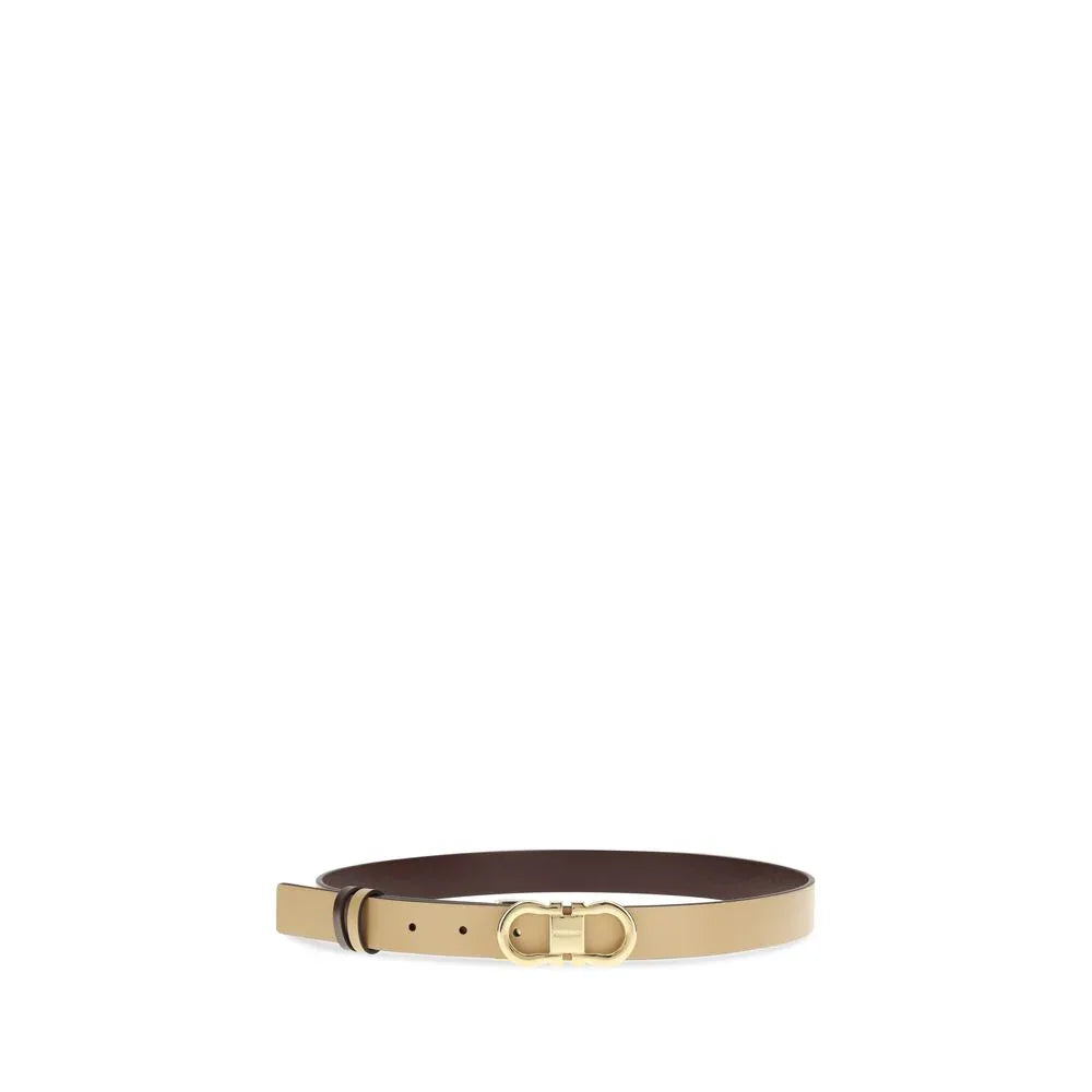 Ferragamo Beige Calf Leather Bos Taurus Regular Belt - Zeiniez