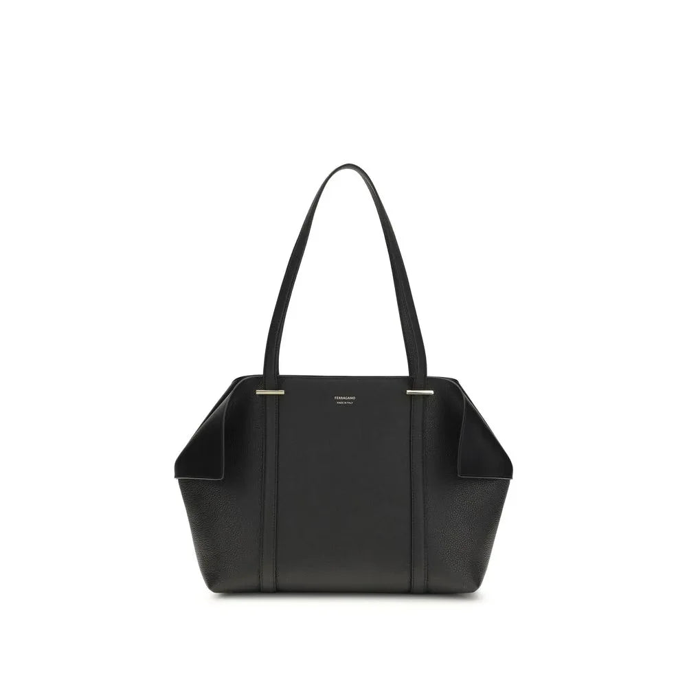 Ferragamo Black Calf Leather Bos Taurus Shoulder Bag - Zeiniez